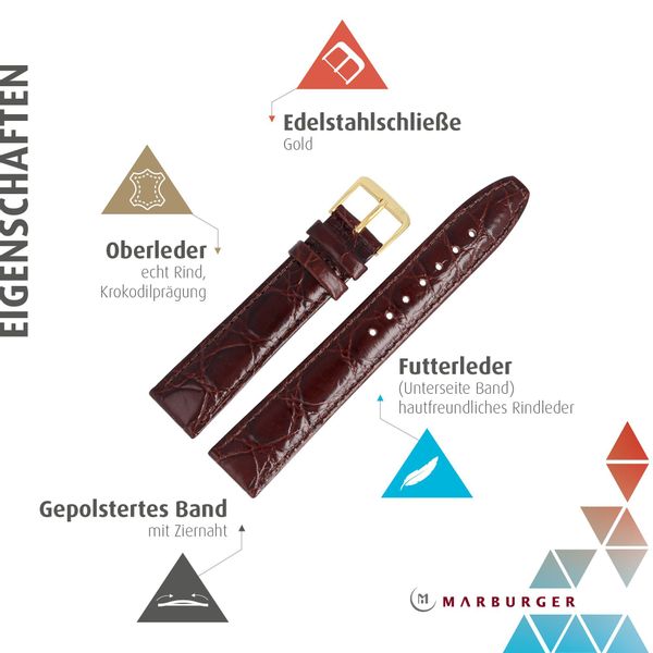 MARBURGER Uhrenarmband 20mm Leder Kroko (Caiman) günstig online kaufen