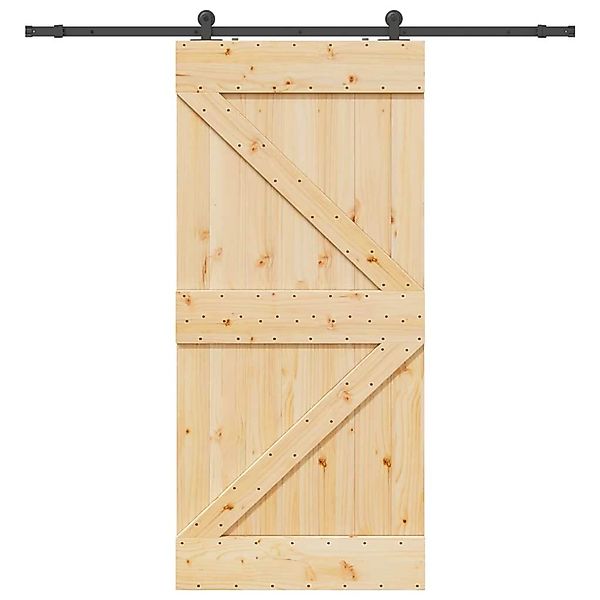 vidaXL Schiebetür mit Beschlag 100x210 cm Massivholz Kiefer 3332627 günstig online kaufen
