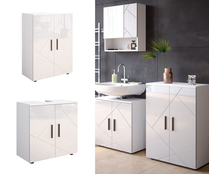 Vicco Badmöbel-Set Irma, Weiß Hochglanz/Weiß, 2 günstig online kaufen