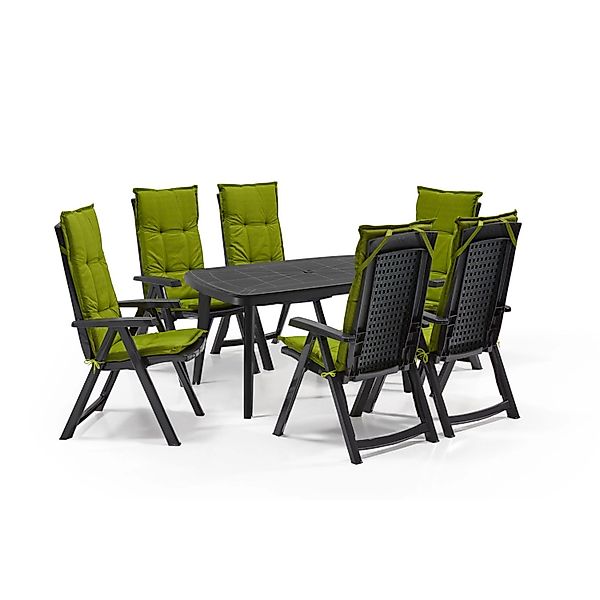 Shaf Milano 7-tlg. Outdoor-Essgruppe, Anthrazit inkl. Madison Kissen Grün günstig online kaufen