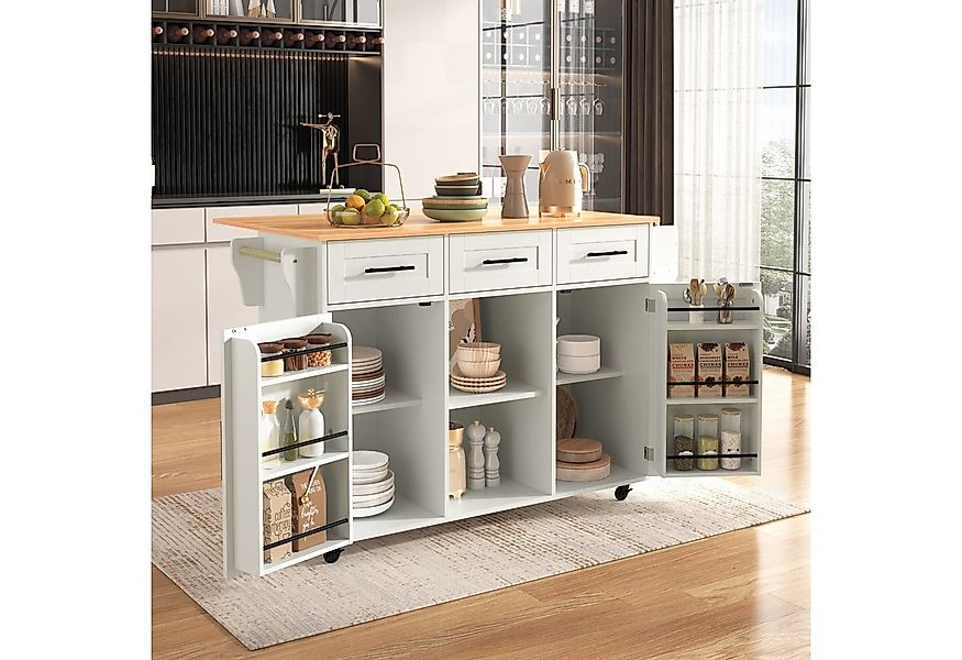 Merax Küchenwagen mit erweiterbarer Arbeitsplatte, Kücheninsel Servierwagen günstig online kaufen