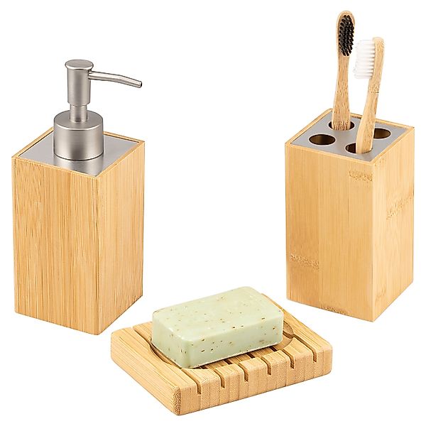 bremermann Badaccessoire-Set Badezimmer-Set 3-tlg., Bambus, Badezimmer-Zube günstig online kaufen