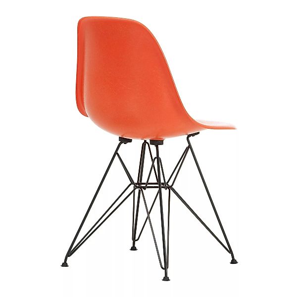 Vitra - Eames Fiberglass Side Chair DSR Gestell schwarz - rot orange/Sitzsc günstig online kaufen