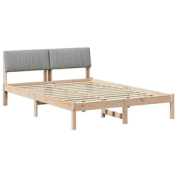 vidaXL Bettgestell Braun und Hellgrau 135 x 190 cm Massivholz Kiefer 878689 günstig online kaufen