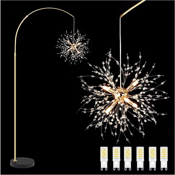 MUPOO Stehlampe LED Standleuchten,Gold Kristall Stehleuchte günstig online kaufen