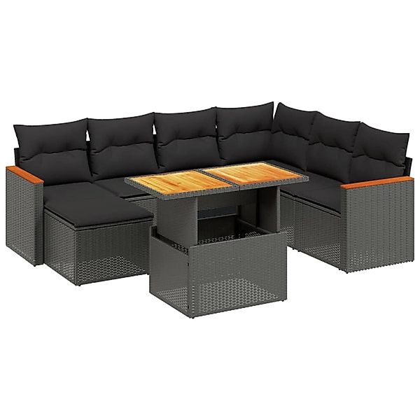 vidaXL 8-Tlg Garten-Sofagarnitur mit Kissen Schwarz Poly Rattan 3273190 günstig online kaufen