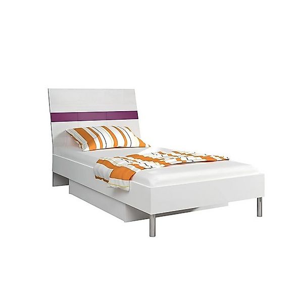 Xlmoebel Bett Einzelbett in Hochglanz Design für Mädchen in Lila Holzoptik. günstig online kaufen