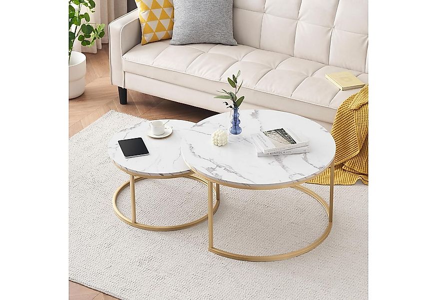 REDOM Couchtisch und 2er Set, Beistelltisch für Schlafzimmer Balkon (Runder günstig online kaufen