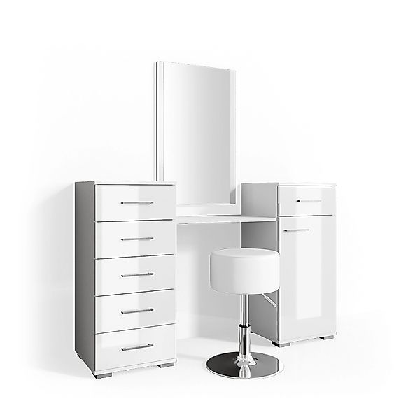 Vicco Schminktisch Zoe Weiß 140 cm mit Hocker günstig online kaufen