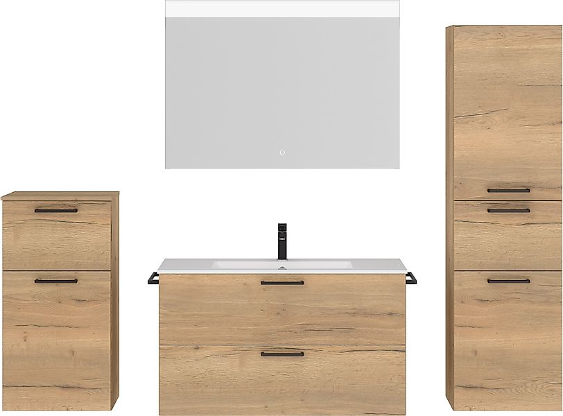 nobilia® Badmöbel-Set Tolvina, (4-St., vormontiert, mit günstig online kaufen