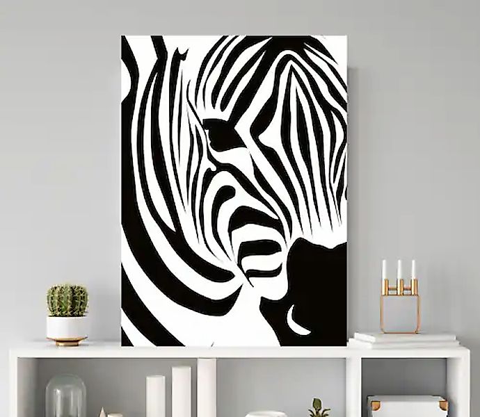 queence Metallbild »Zebra« Schwarz-Weiß   Tiere   Zebras 1 Stk. tlg. Stahls günstig online kaufen
