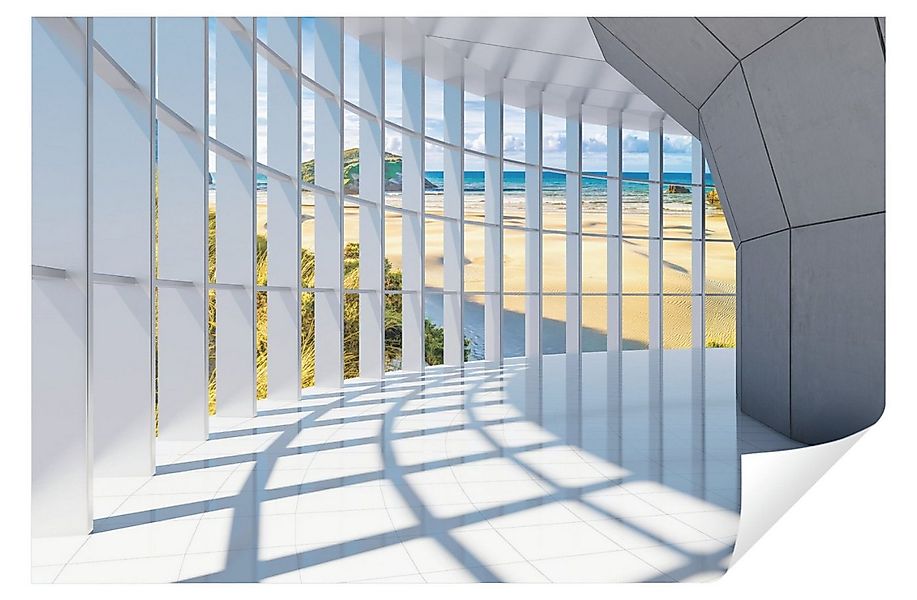 Wallarena Fototapete 3D EFFEKT Terrasse Strand Meer Terrassenblick Wohnzimm günstig online kaufen