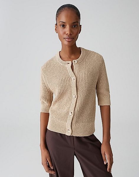OPUS Cardigan Cardigan aus BCI Cotton mit Rippstruktur Knopfleiste mit Horn günstig online kaufen