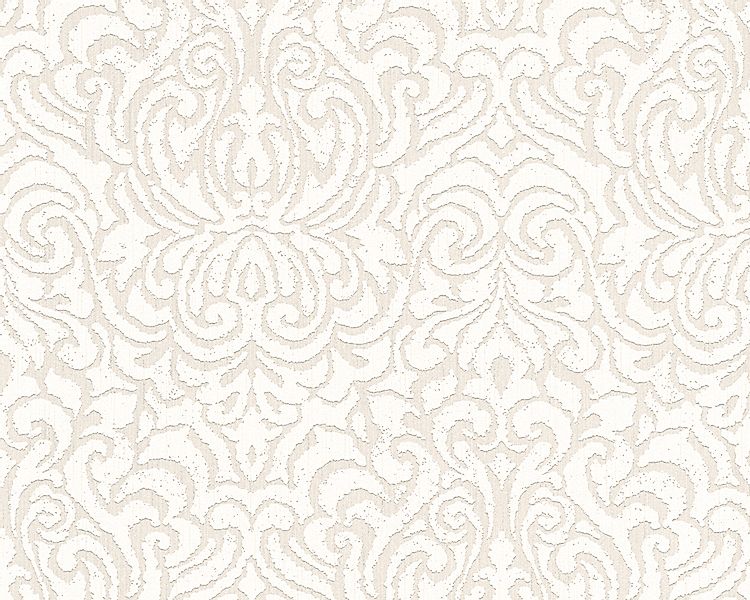 Bricoflor Elegante Tapete in Creme Weiß Helle Barock Vliestapete mit Textil günstig online kaufen