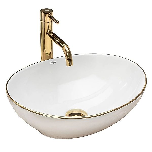wohnwerk.idee Aufsatzwaschbecken Waschbecken Schwarz Weiß Gold günstig online kaufen