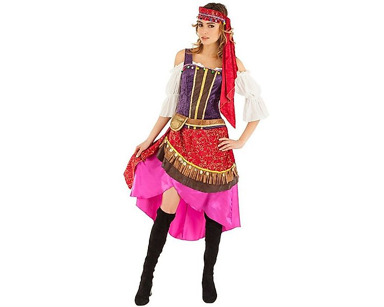 CHAKS Kostüm Esmeralda traditionelles farbenfrohes Kleid mit Kopfschmuck günstig online kaufen