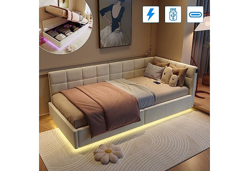 Gdood Polsterbett Daybett Jugendbett Tagesbett (1-tlg., Hydraulisch hebbare günstig online kaufen