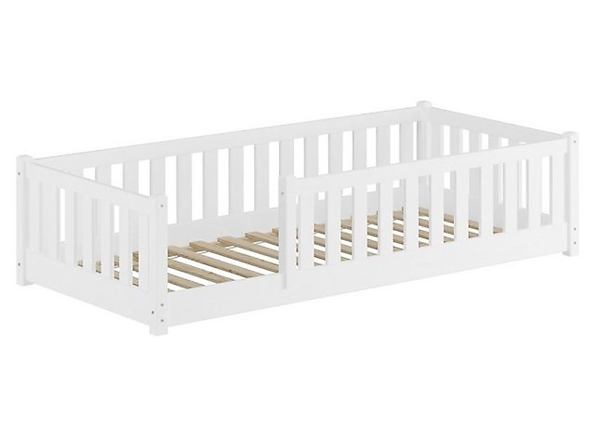 ERST-HOLZ Bett Flachbett für Kinder mit Rundumschutzgitter 90 x 200 Kiefer günstig online kaufen