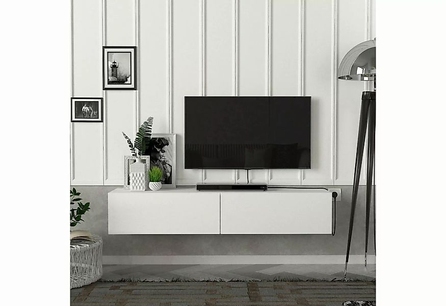 en.casa TV-Schrank »Toivakka« Fernsehschrank 135x31x25cm Weiß günstig online kaufen