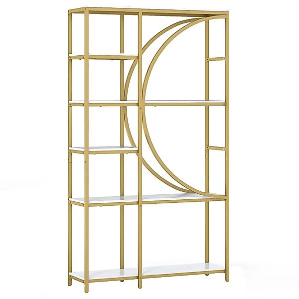 Costway Geometrisches Bücherregal Holz & Metall Weiß 100 x 30 x 177 cm günstig online kaufen