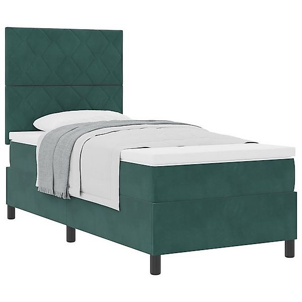 vidaXL Bett Boxspringbett mit Matratze Dunkelgrün Einzelvelours (1-tlg) günstig online kaufen
