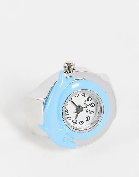 DesignB London – Armbanduhr mit Delfinring in Blau günstig online kaufen