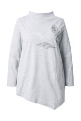 Ulla Popken Longshirt Longshirt Stickerei Stehkragen günstig online kaufen