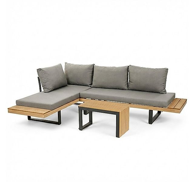 Greemotion Gartenlounge-Set Lana Lounge-Set Beige-Holz / Grau inkl. Auflage günstig online kaufen