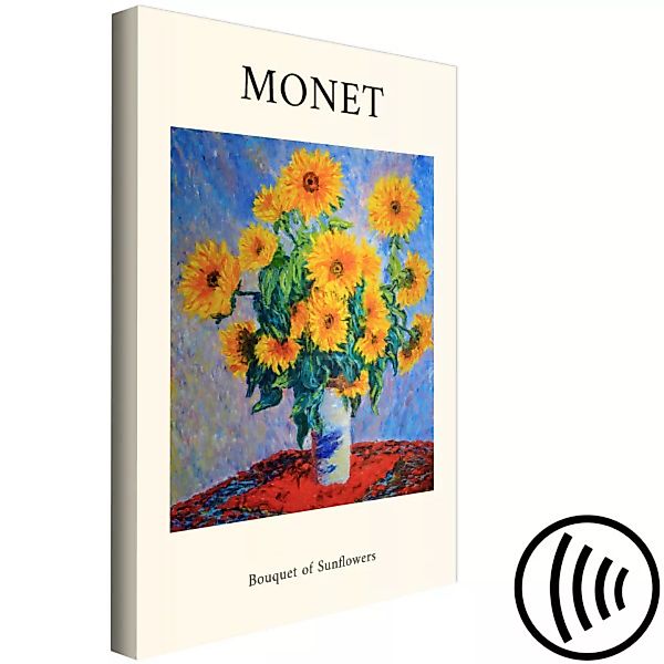 Leinwandbild Sonnenblumen in der Vase - berühmtes Monet-Kunstwerk mit Text günstig online kaufen