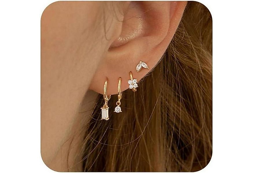 LuxusKollektion Ohrring-Set Ohrringe Silber 925 Gold Set Zirkonia Ohrstecke günstig online kaufen
