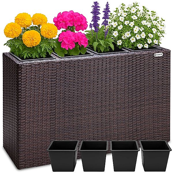 Polyrattan Blumentopf Braun 95x27x60cm günstig online kaufen
