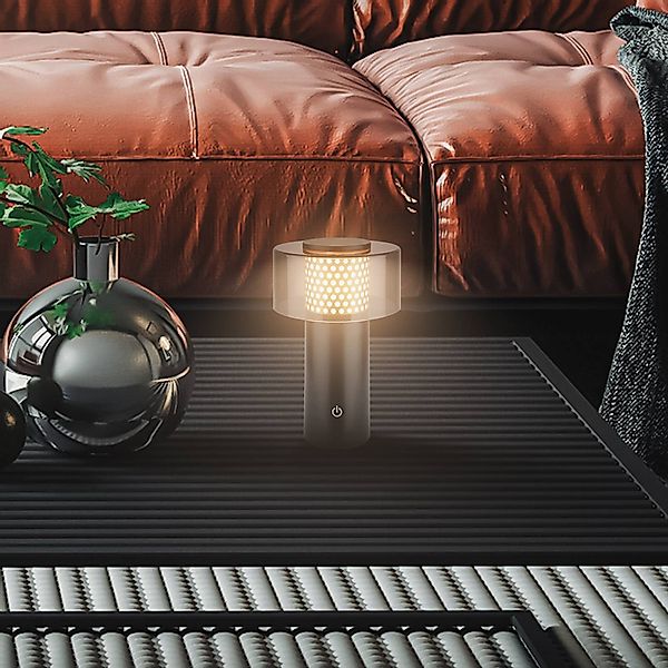 LED-Akku-Tischlampe Brilo unplugged Gila, gold/schwarz 21 cm günstig online kaufen