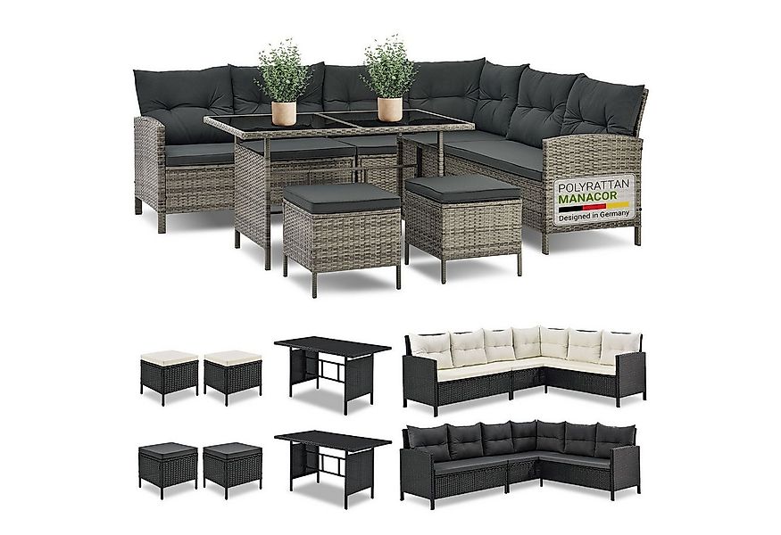 Juskys Gartenlounge-Set Manacor, (Gartenlounge), Polyrattan Gartenmöbel-Set günstig online kaufen
