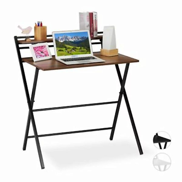 relaxdays Schreibtisch klappbar mit Ablage braun günstig online kaufen