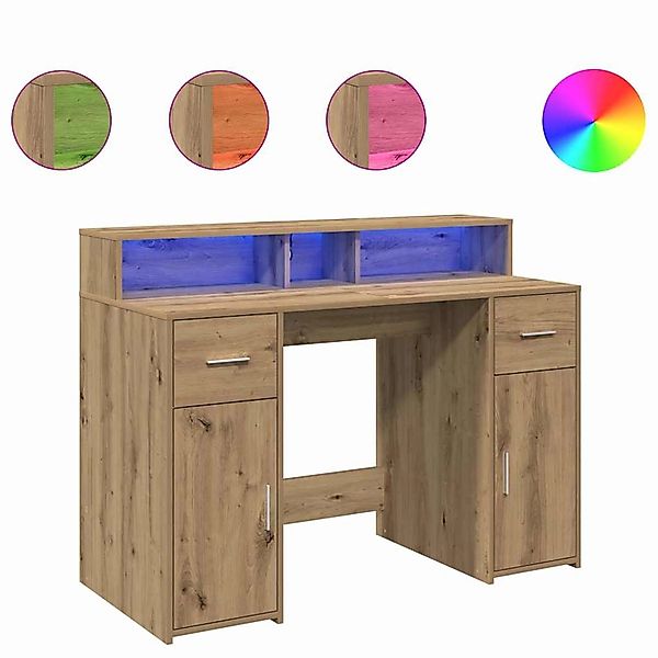 vidaXL LED-Schreibtisch Artisan-Eiche 120x55x91 cm Holzwerkstoff 3309419 günstig online kaufen