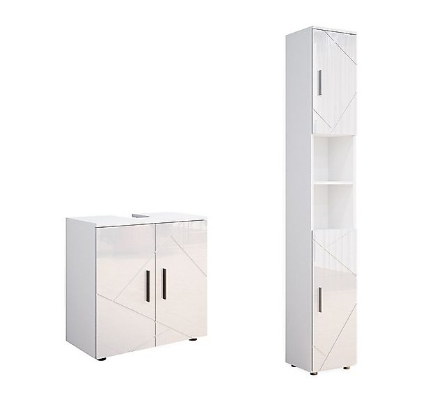 Vicco Badmöbel-Set Irma, Weiß Hochglanz/Weiß, 2 Teile, mit Hochschrank, (2- günstig online kaufen