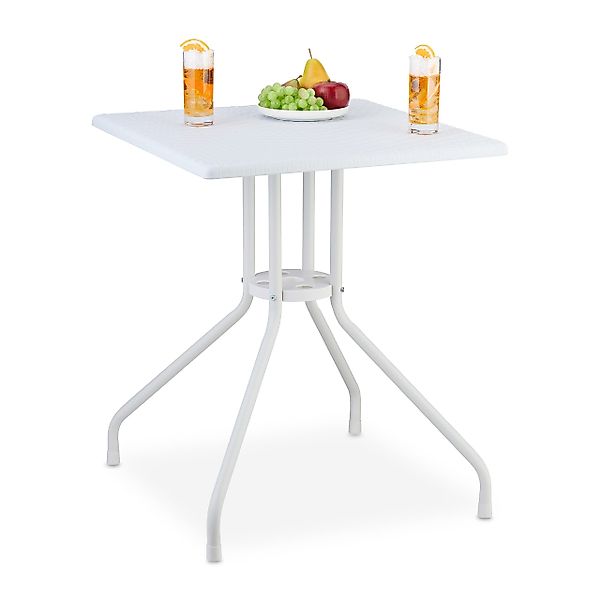 relaxdays Gartentisch in weißer Rattan Optik günstig online kaufen