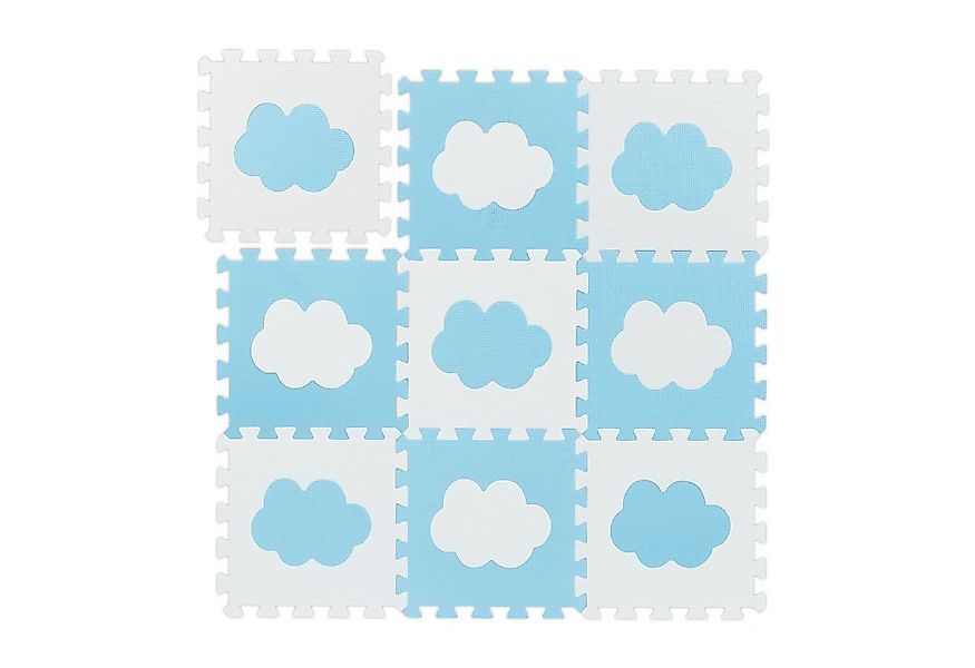 relaxdays Spielmatte 18-tlg. Puzzlematte Wolke, Weiß-Blau günstig online kaufen