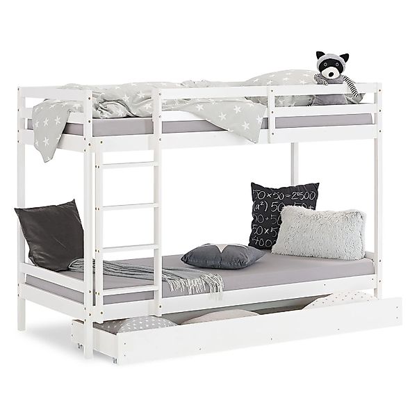 Homestyle4u Etagenbett in Weiß mit Bettkasten 90x200 cm 1432 günstig online kaufen