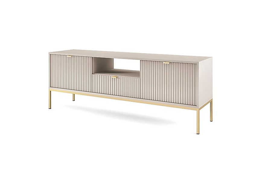 Selsey TV-Schrank VELLORE mit gerillten Fronten, goldenen Griffen und Metal günstig online kaufen
