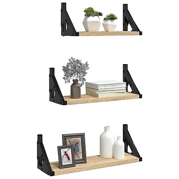 vidaXL Regal 3-tlg. Wandregal-Set Sonoma-Eiche Holzwerkstoff, günstig online kaufen