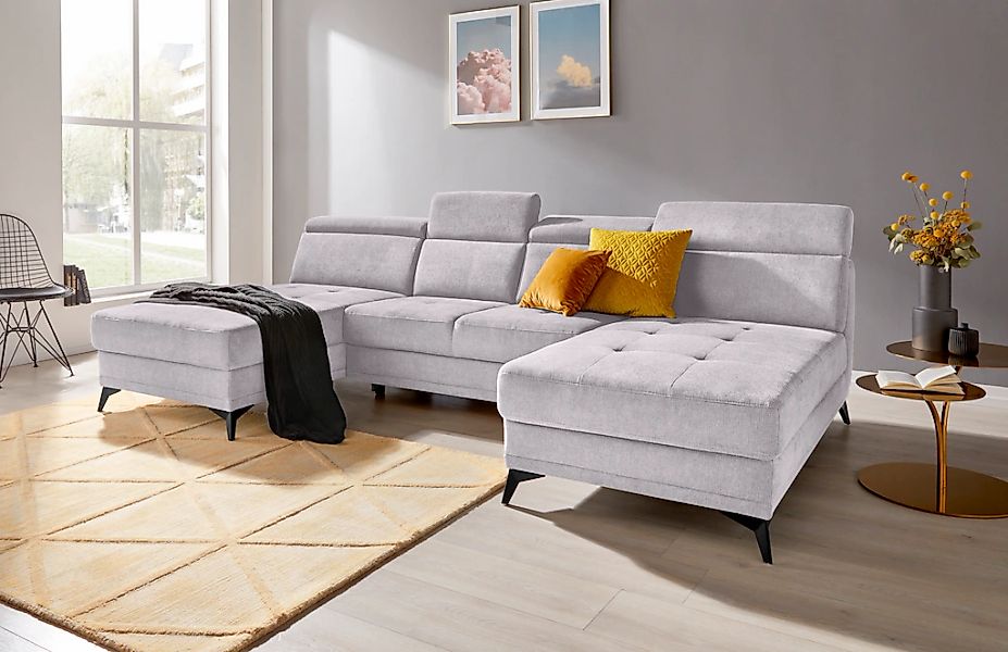 Home affaire Wohnlandschaft "Cardiz U-Form" inkl.Kopfteilverstellung und Fe günstig online kaufen