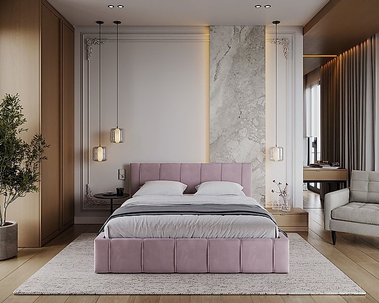 thematys Polsterbett Bett aus Velours Stauraumbett - TOPSELLER - MADE IN EU günstig online kaufen