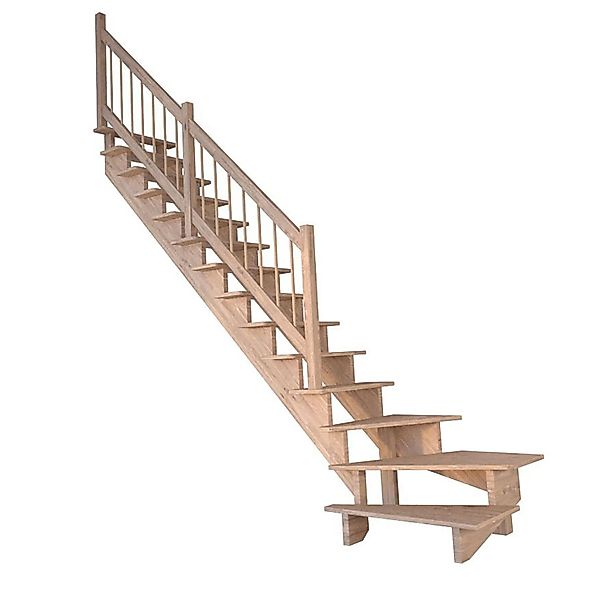 Treppe Lindos Eiche Gewendelt Links 100 cm Holz-Design-Geländer FSC® günstig online kaufen