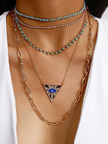 Gold Halskette mit Rundhalsausschnitt günstig online kaufen