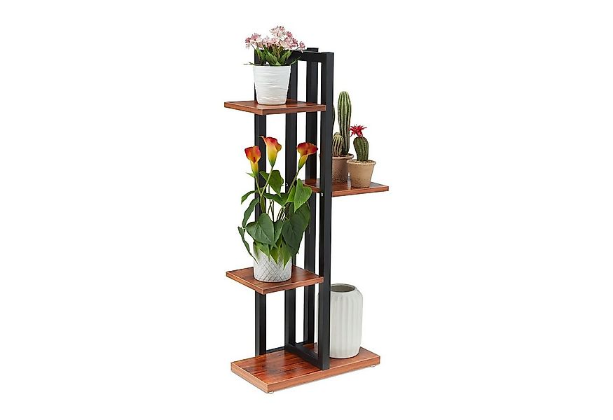 relaxdays Blumenständer Blumenregal Metall, dunkelbraun günstig online kaufen