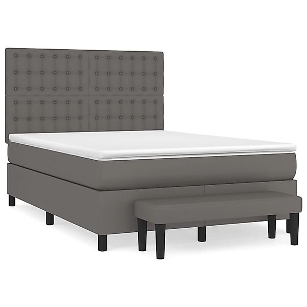vidaXL Boxspringbett mit Matratze Grau 140x190 cm Kunstleder1466367 günstig online kaufen