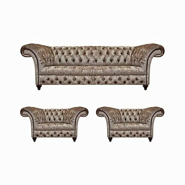 JVmoebel Chesterfield-Sofa Sofagarnitur Design Möbel 3tlg Chesterfield Einr günstig online kaufen