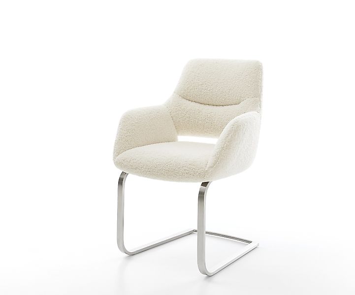 Freischwinger Yago-Flex mit Armlehnen Teddystoff Beige Freischwinger flach günstig online kaufen