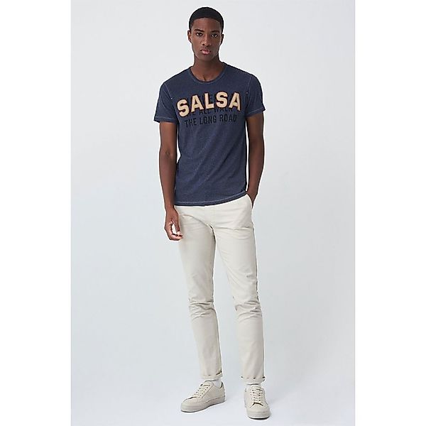 Salsa Jeans 125490-806 / Brand Embroidered Kurzarm T-shirt L Blue günstig online kaufen
